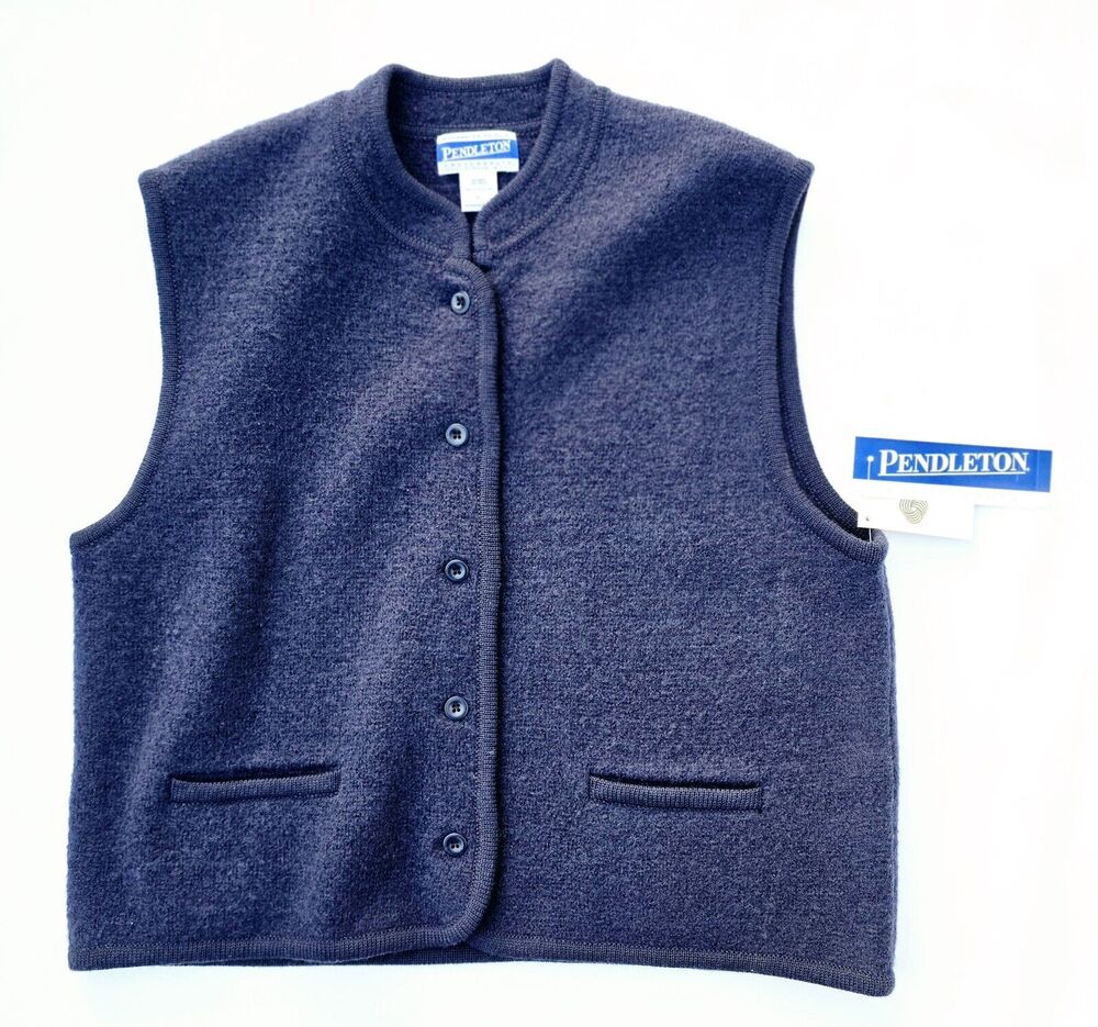 Pendleton Knockabouts 100% Virgin Wool Women's Blue Sleeveless Sweater Size XL